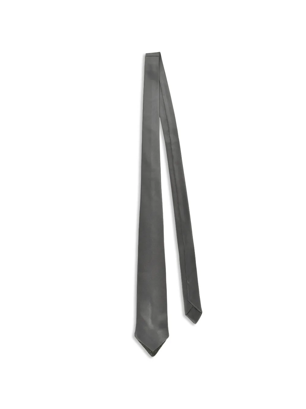 Brunello Cucinelli Monili-embellished satin tie - Grau