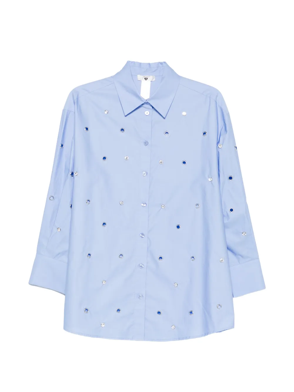 TWINSET crystal-embellished eyelet shirt - Blu