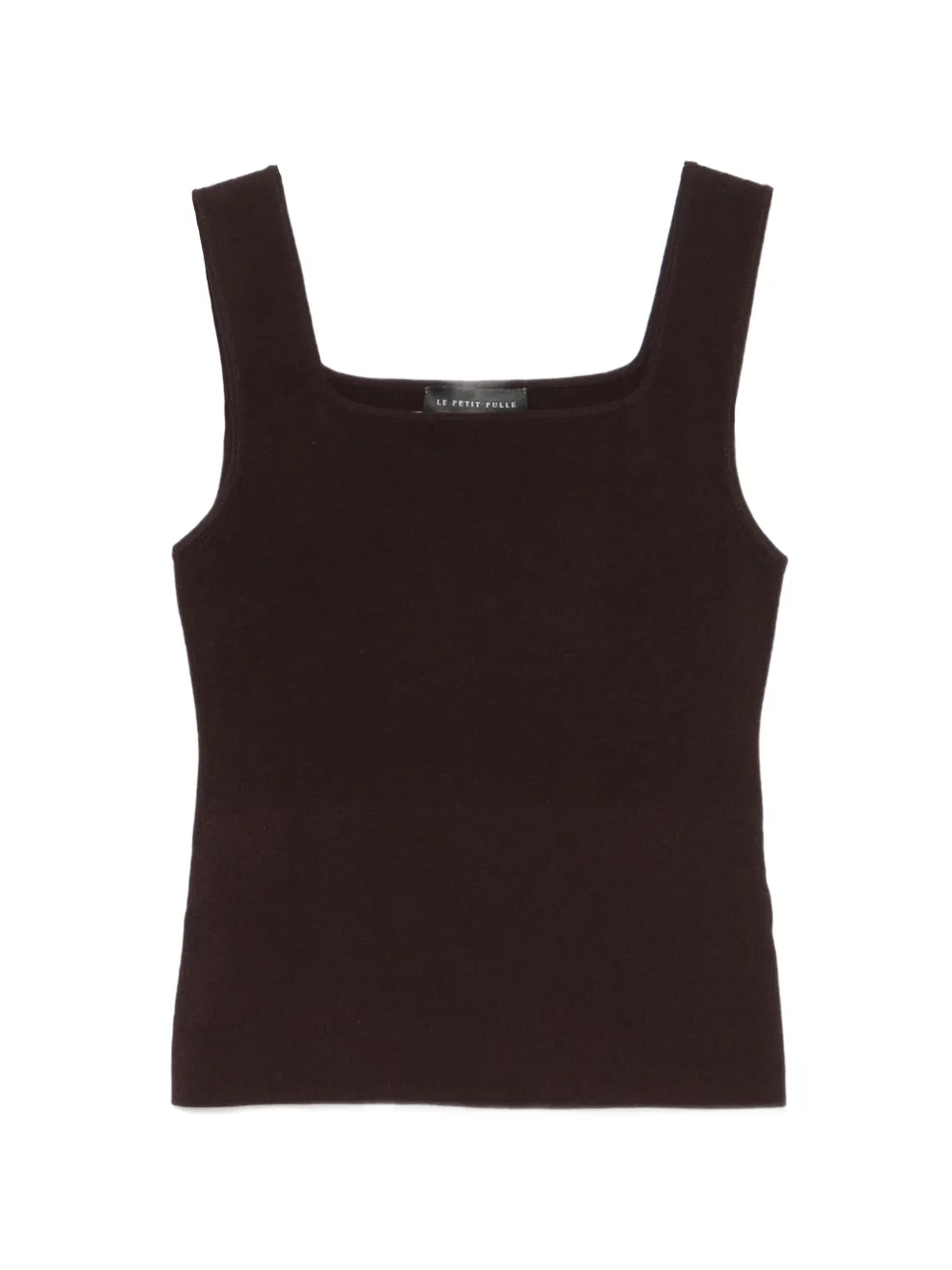 Le Petit Pulle Ribbed-knit Square-neck Top In Black