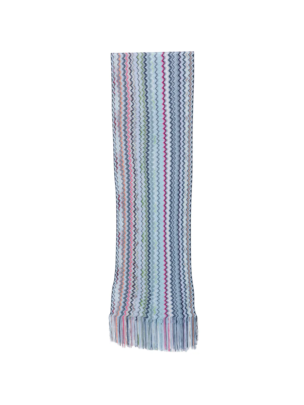 Missoni zigzag-knit fringed scarf - Blu