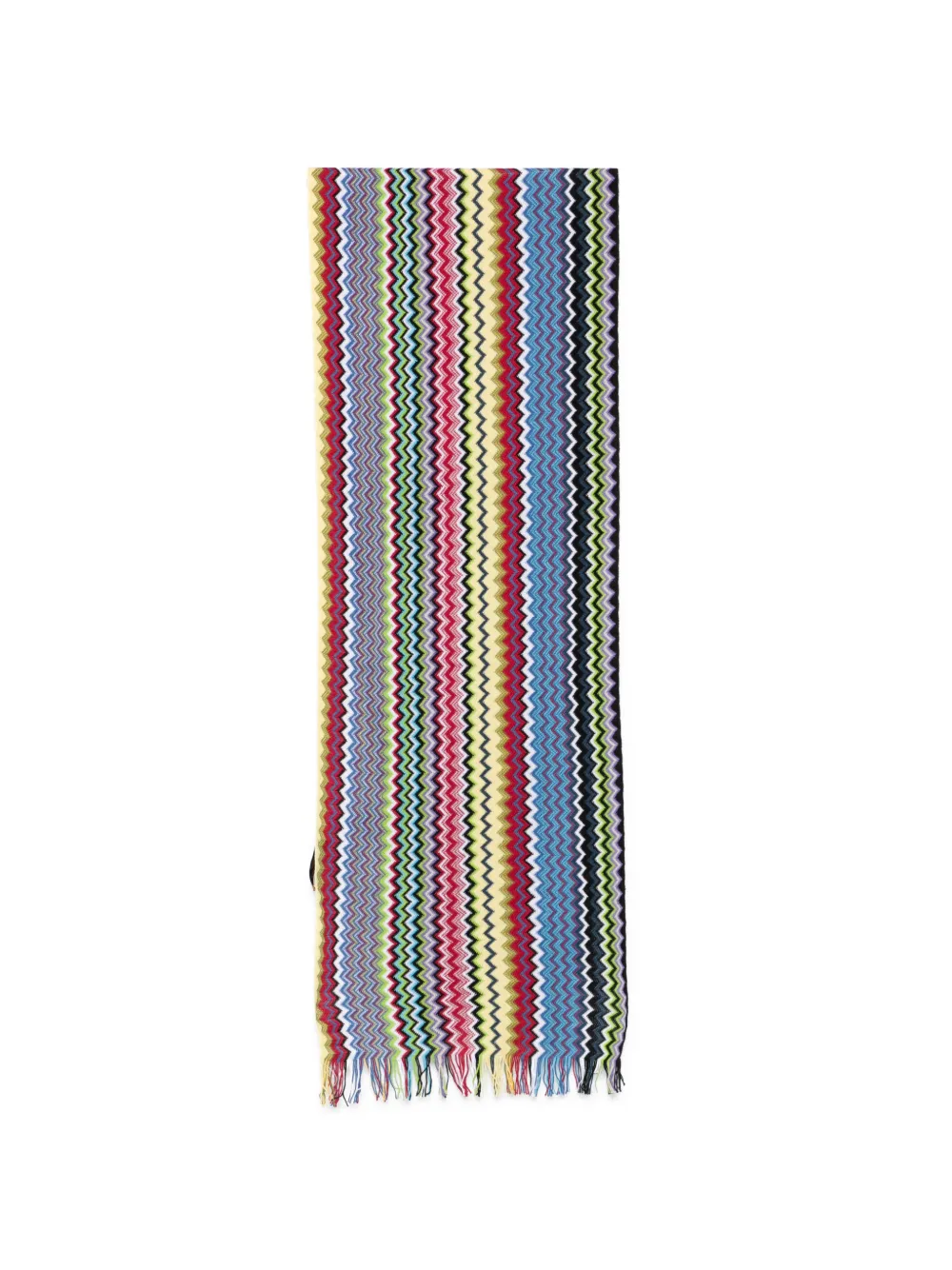 Missoni zigzag-knit fringed scarf - Blu