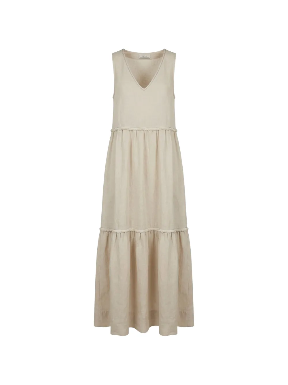 Peserico tiered frayed-edge maxi dress - Toni neutri