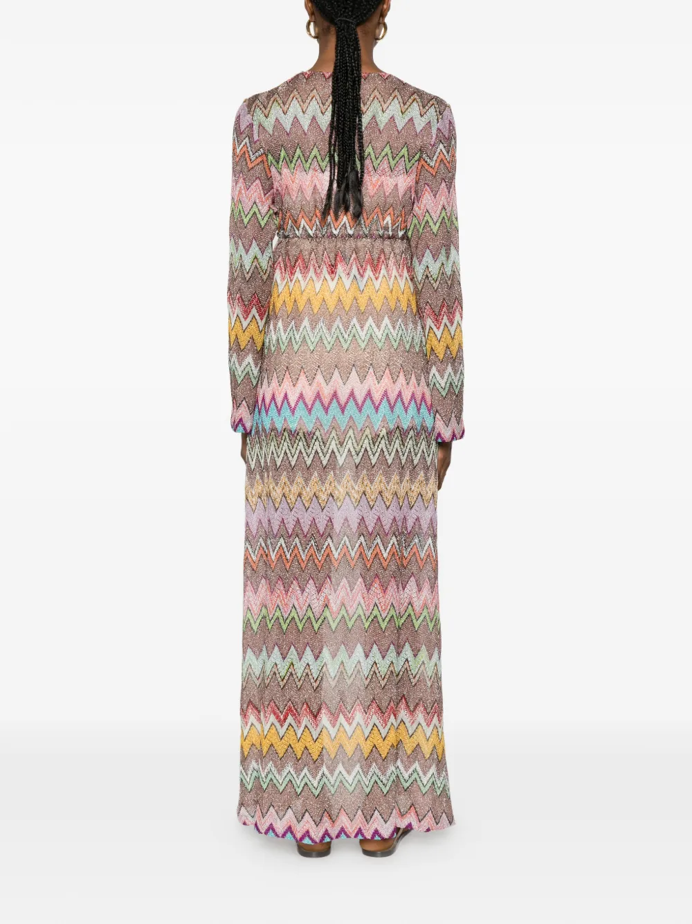 Missoni Wikkeldoek met zigzag-patroon en V-hals Bruin