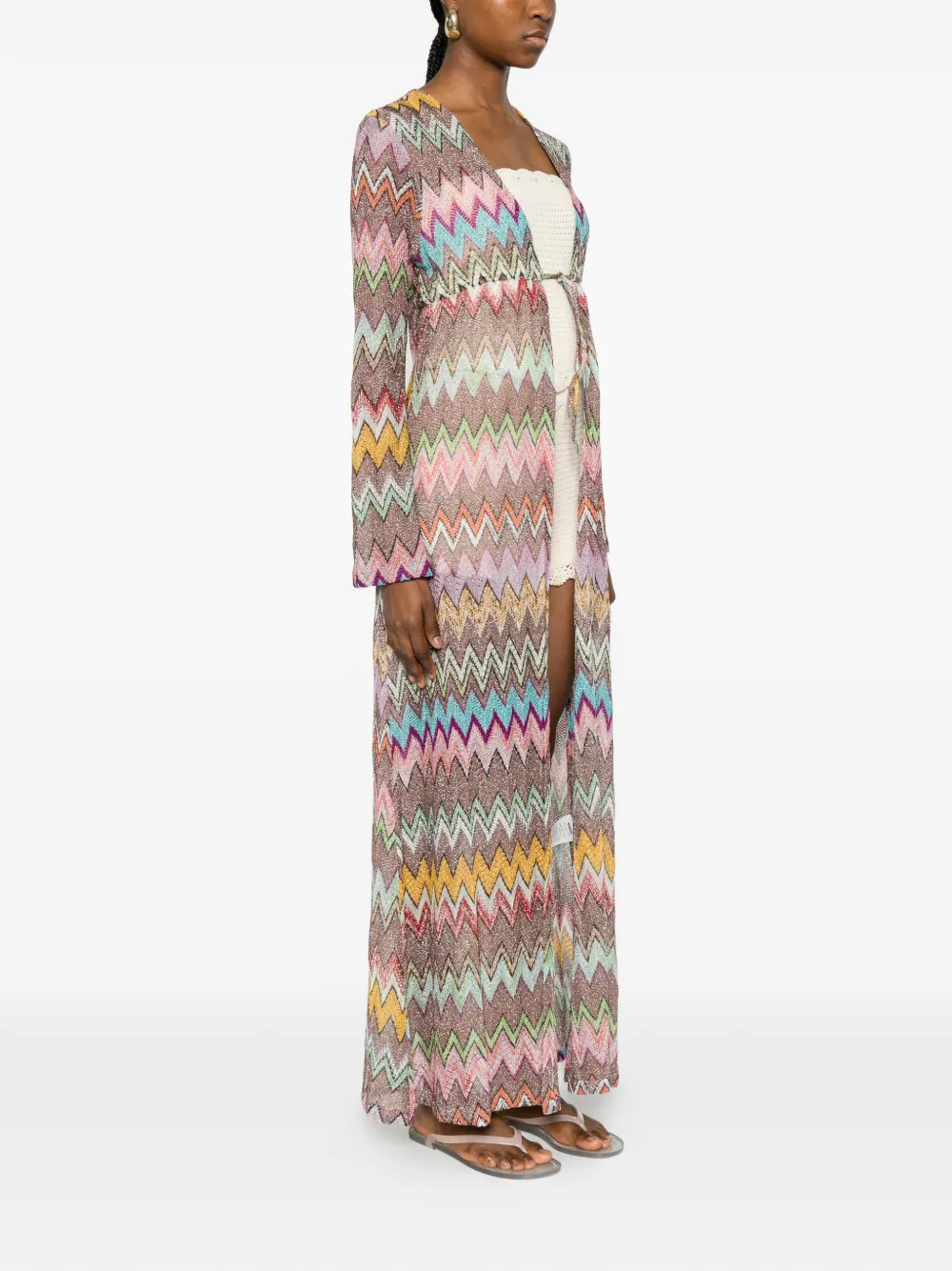 Missoni Wikkeldoek met zigzag-patroon en V-hals Bruin