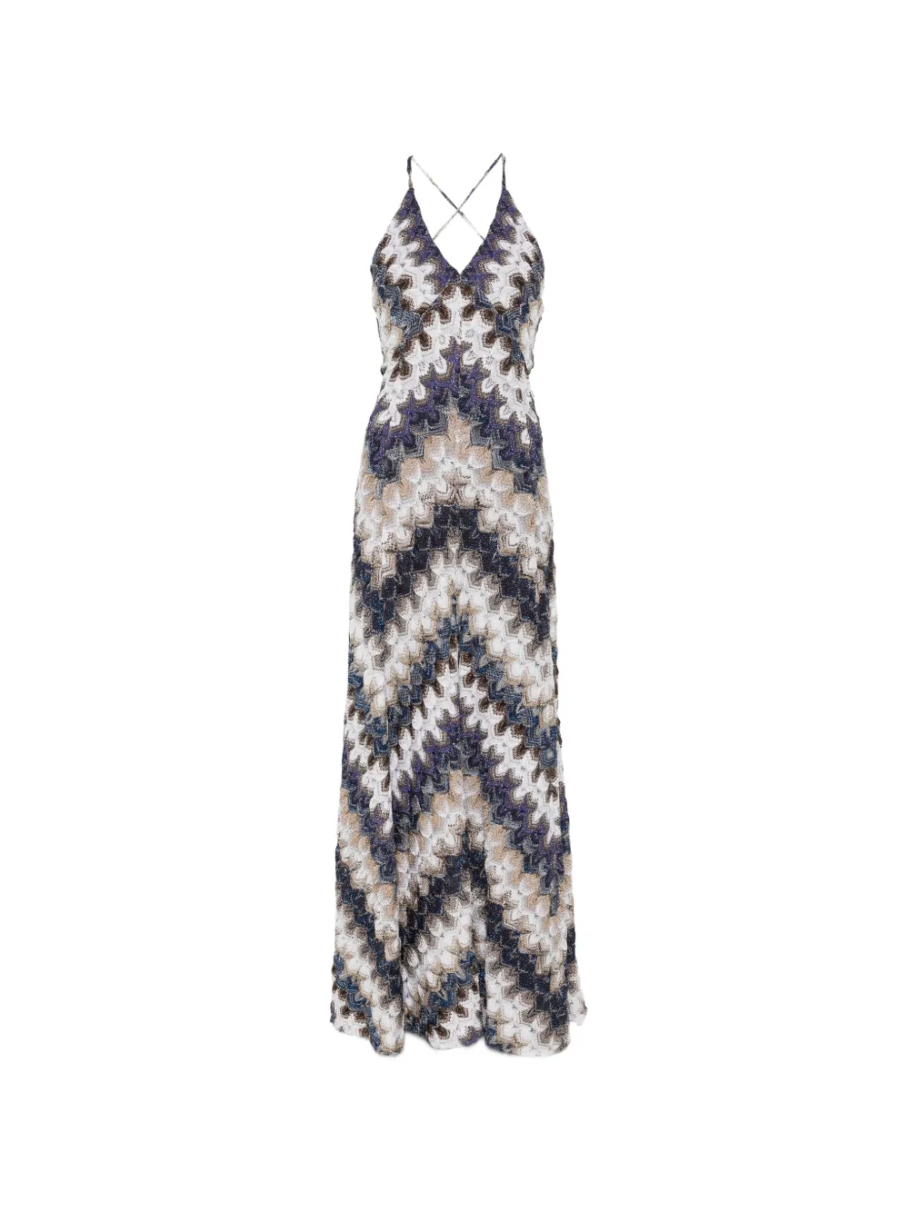 Missoni zigzag-pattern V-neck maxi dress - Blu