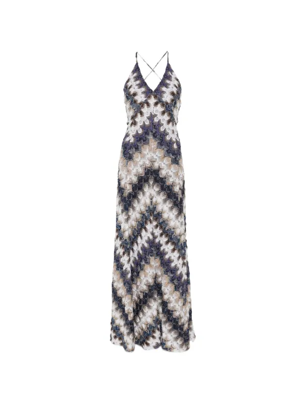 missoni formal dress Draped striped sequined ribbed-knit maxi dress - multi