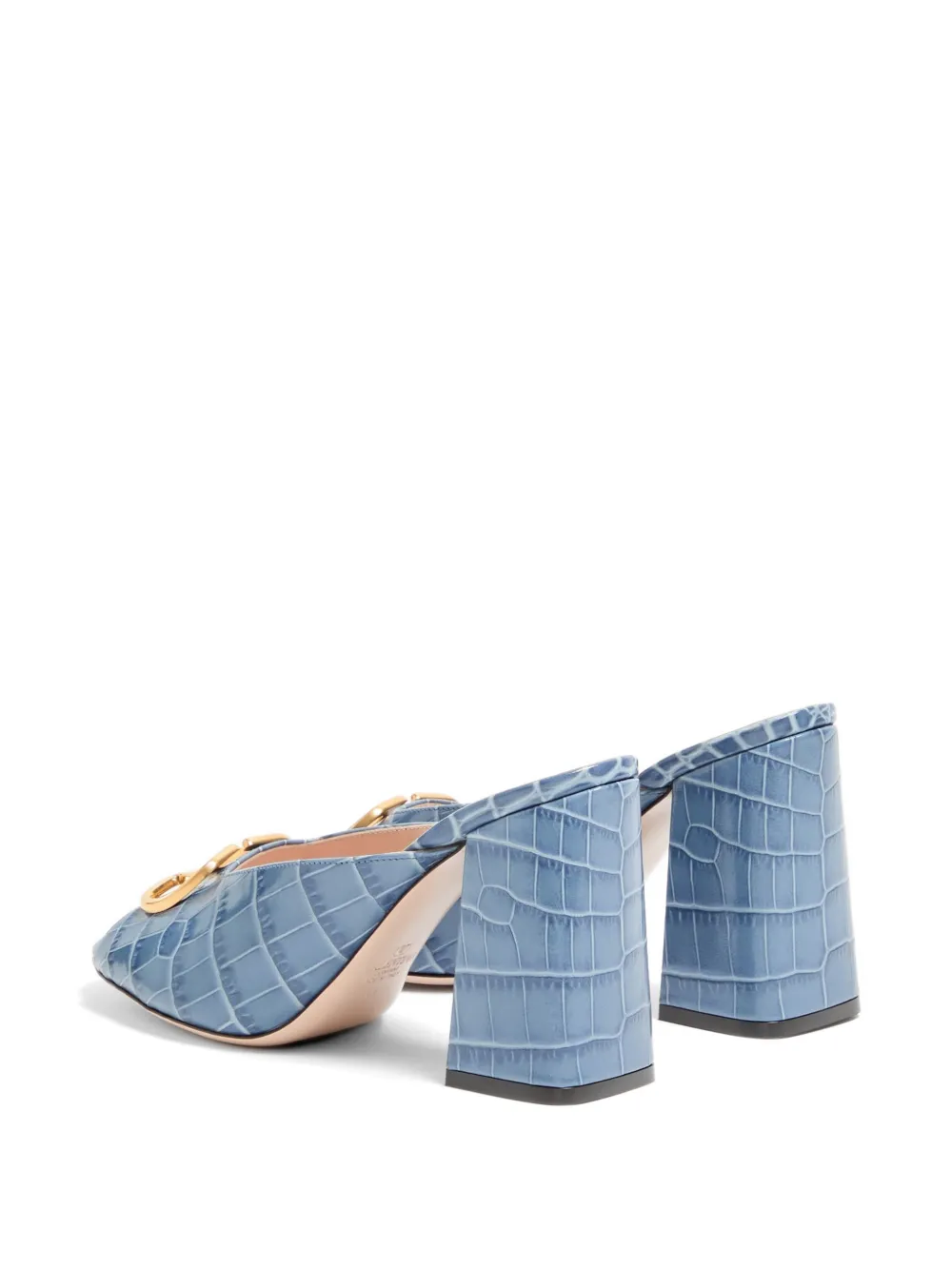 Valentino Garavani VLogo Signature kalfsleren sandalen met print (95 mm) Blauw