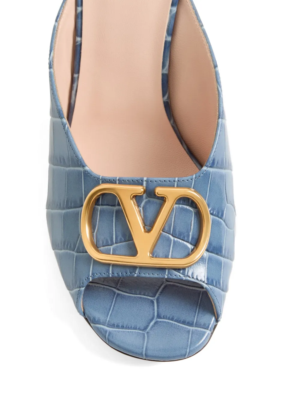 Valentino Garavani VLogo Signature kalfsleren sandalen met print (95 mm) Blauw