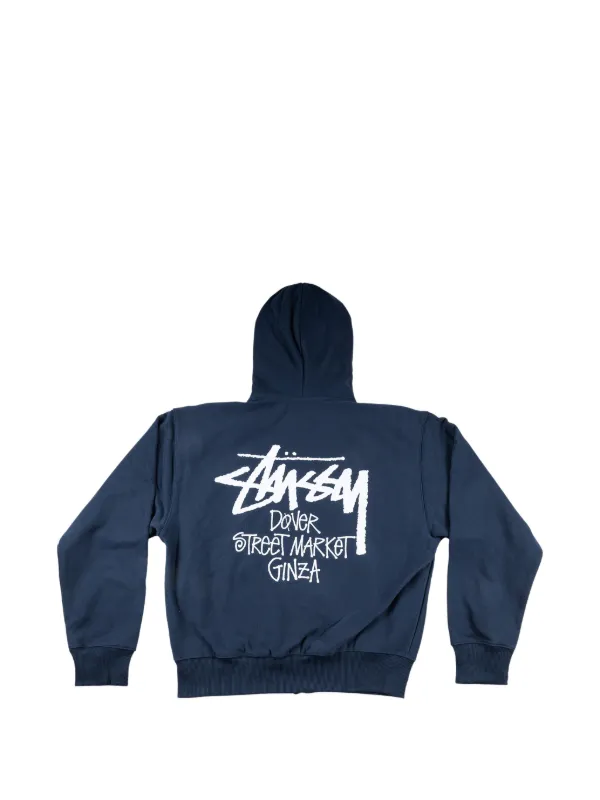 Stüssy Ginza logo-print Hoodie | Blue | FARFETCH