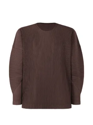 Homme Plissé Issey Miyake Pleated long-sleeve T-shirt | Brown