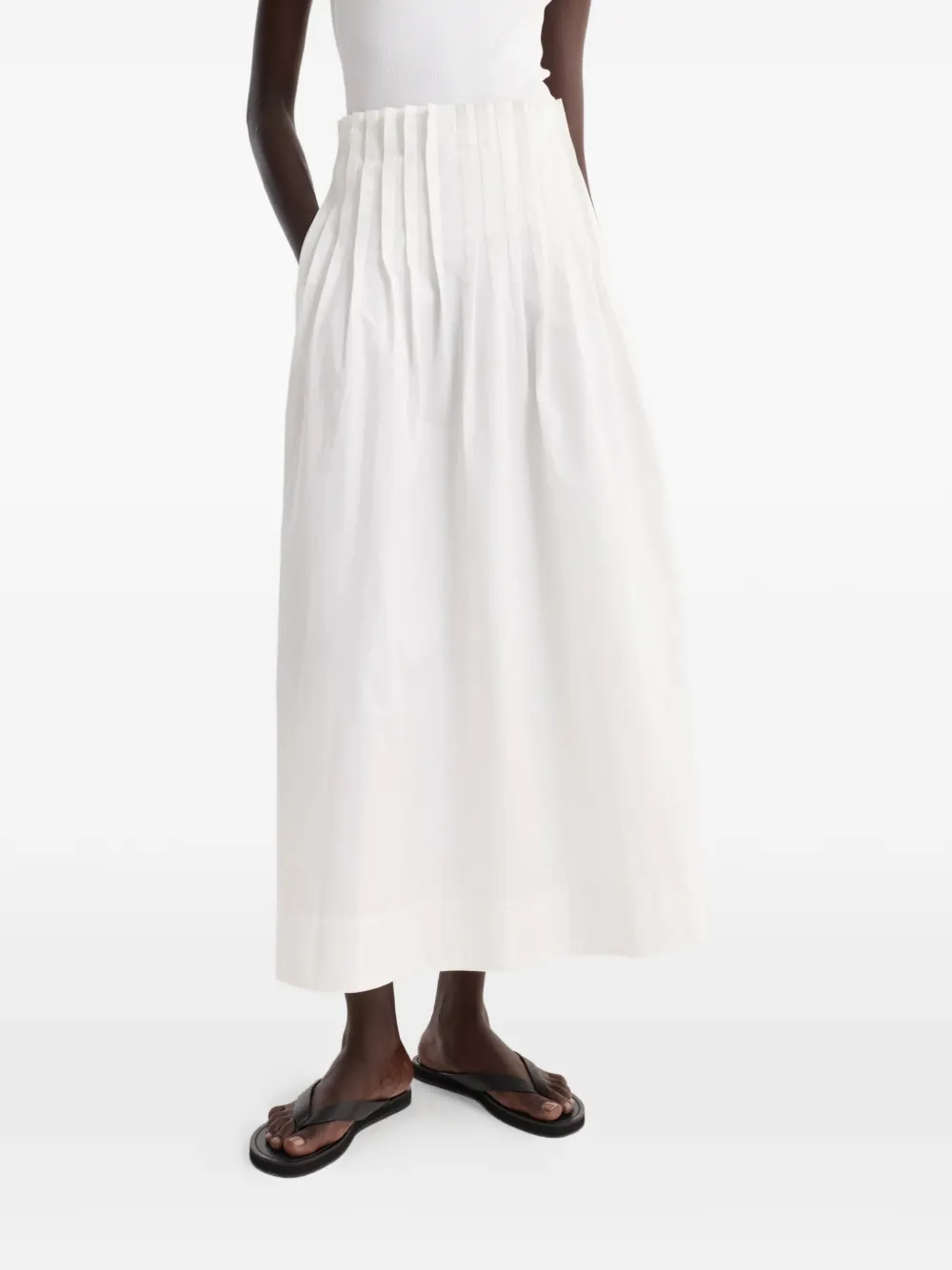Róhe pleated poplin midi skirt - Bianco