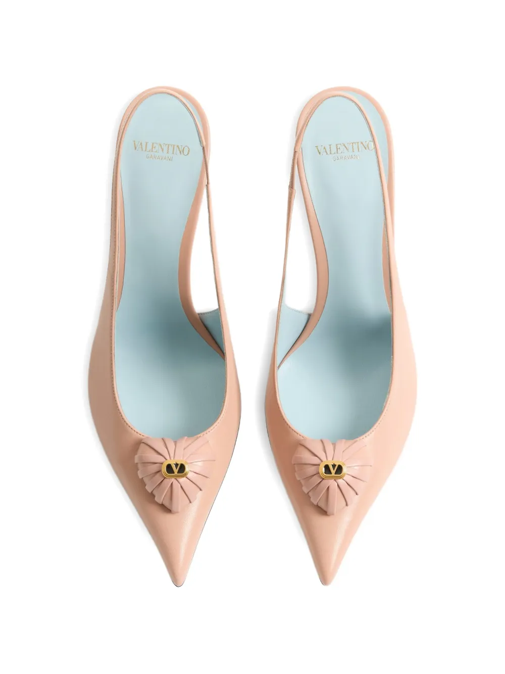 Valentino Garavani Coeur Royal slingback pumps in kidskin 100mm Roze