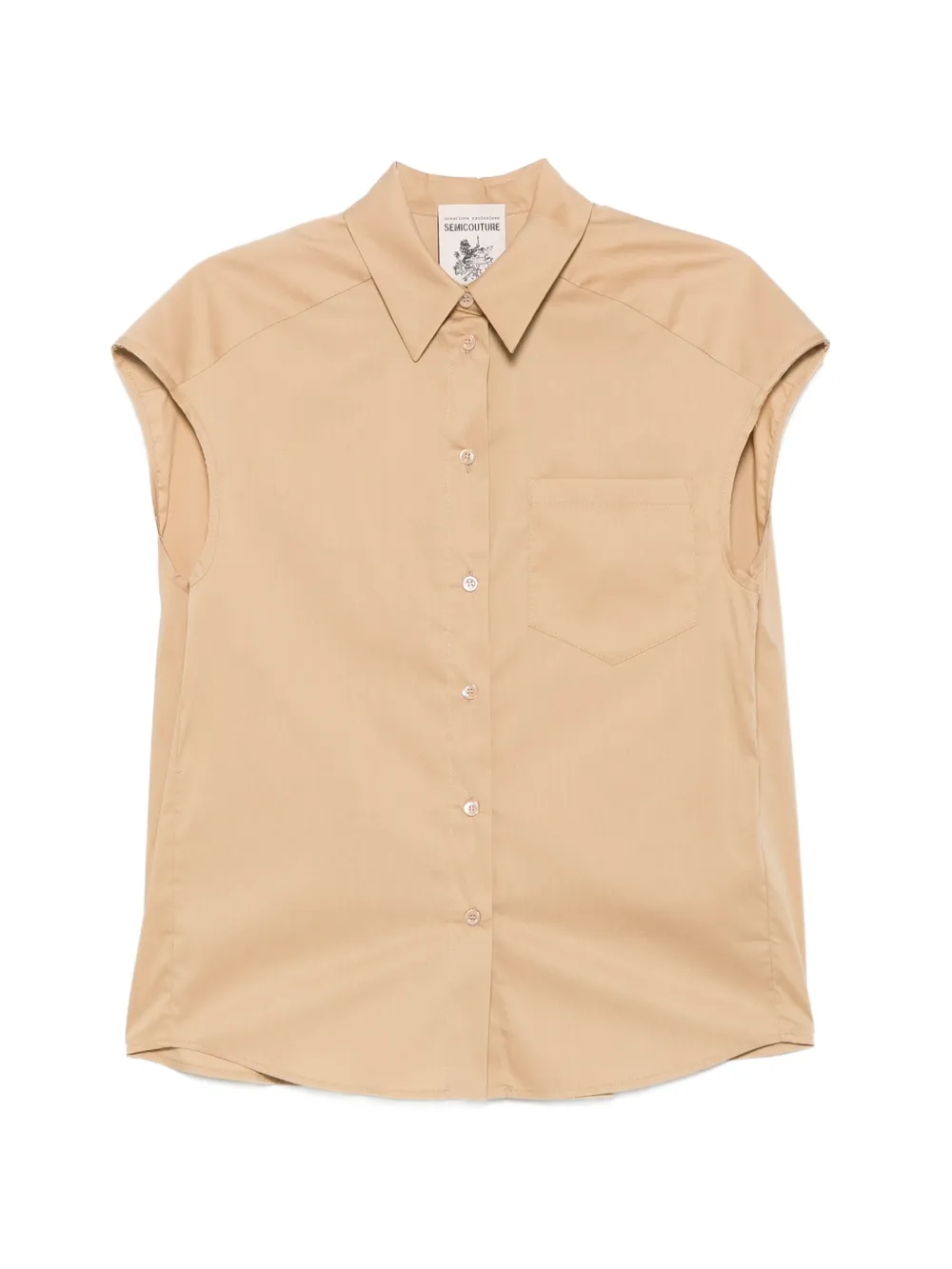 Semicouture Lottie cap-sleeve button-down shirt - Toni neutri
