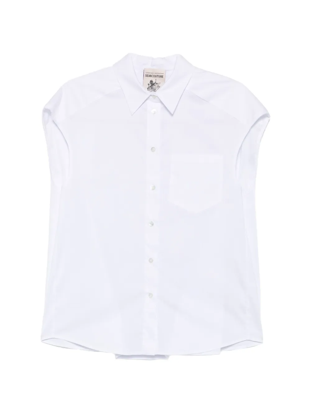 Semicouture Lottie chest-pocket sleeveless shirt - Bianco