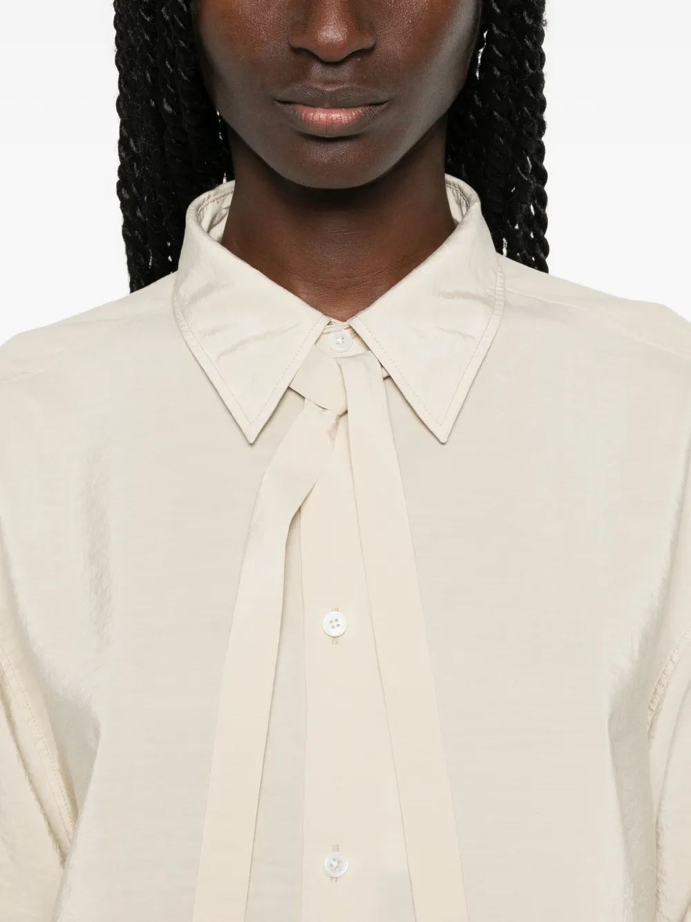 LEMAIRE Blouse met gestrikte hals Beige