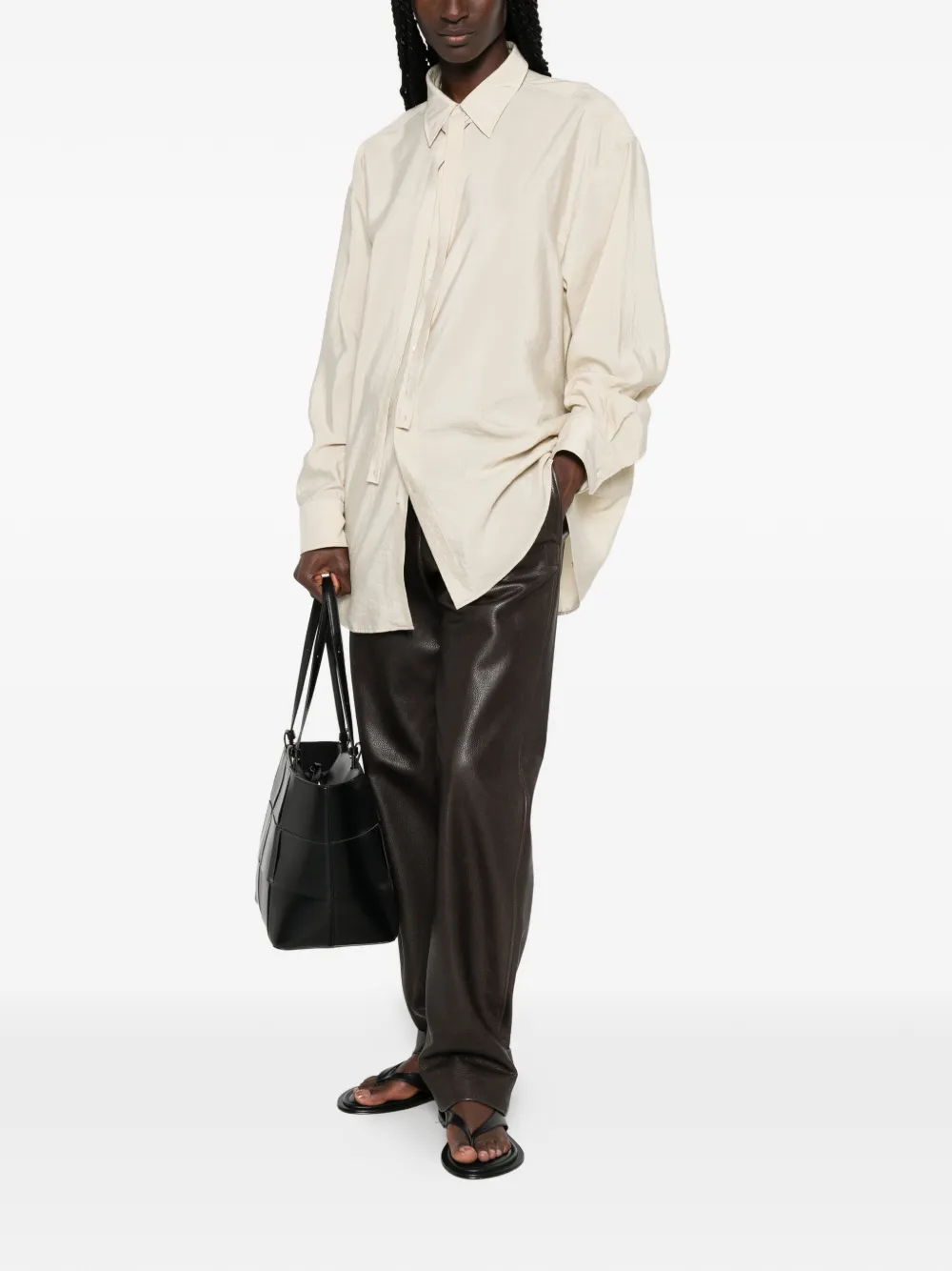 LEMAIRE Blouse met gestrikte hals Beige