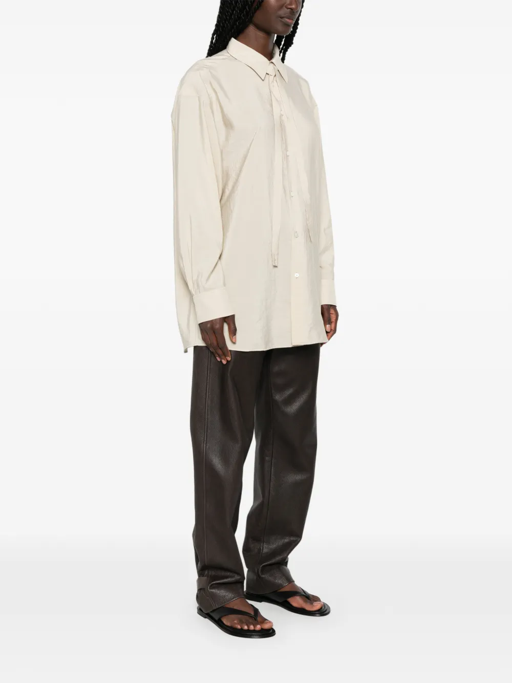 LEMAIRE Blouse met gestrikte hals Beige