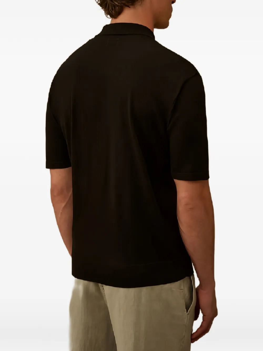 C.P. Company Poloshirt met geborduurd logo en zak op de borst Zwart