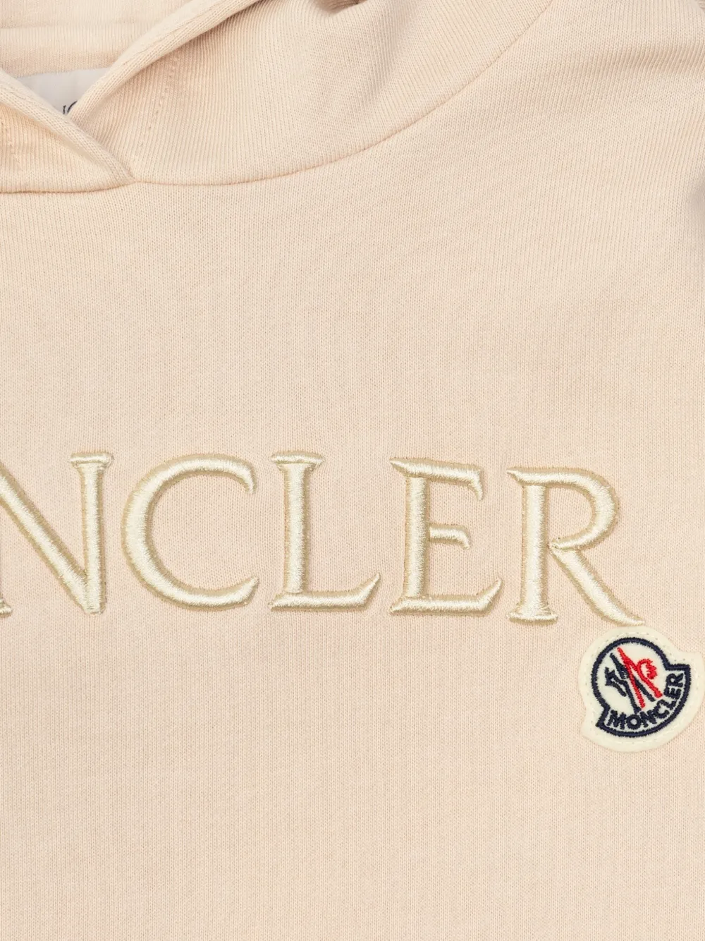 Moncler Enfant Hoodie met geborduurd logo Beige