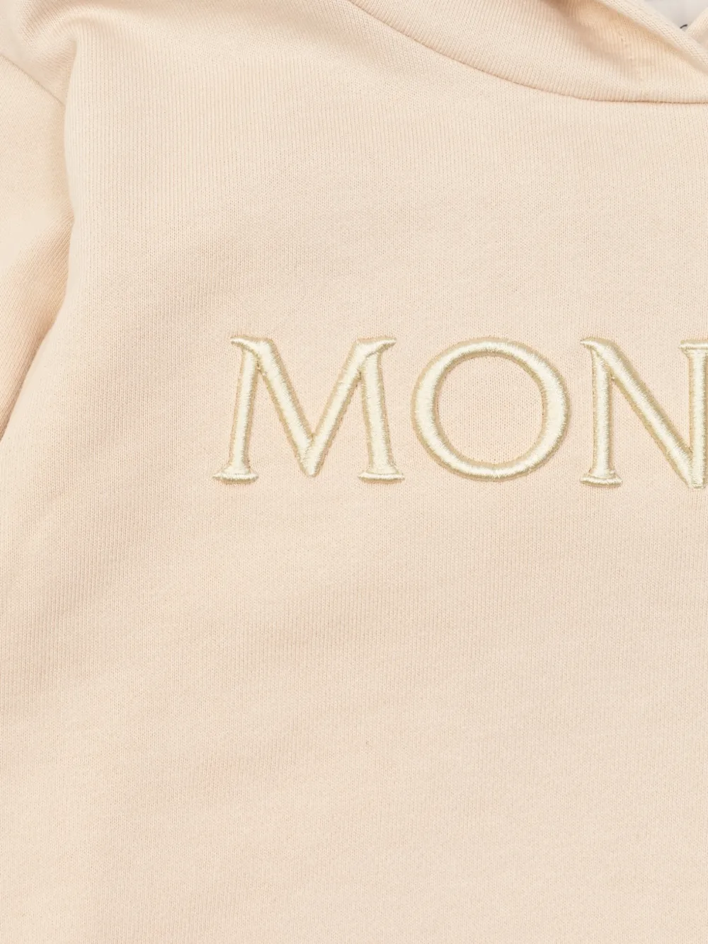 Moncler Enfant Hoodie met geborduurd logo Beige