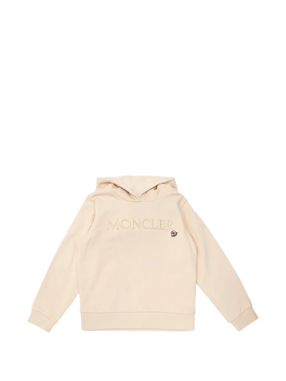 Moncler Enfant Hoodie met geborduurd logo Beige