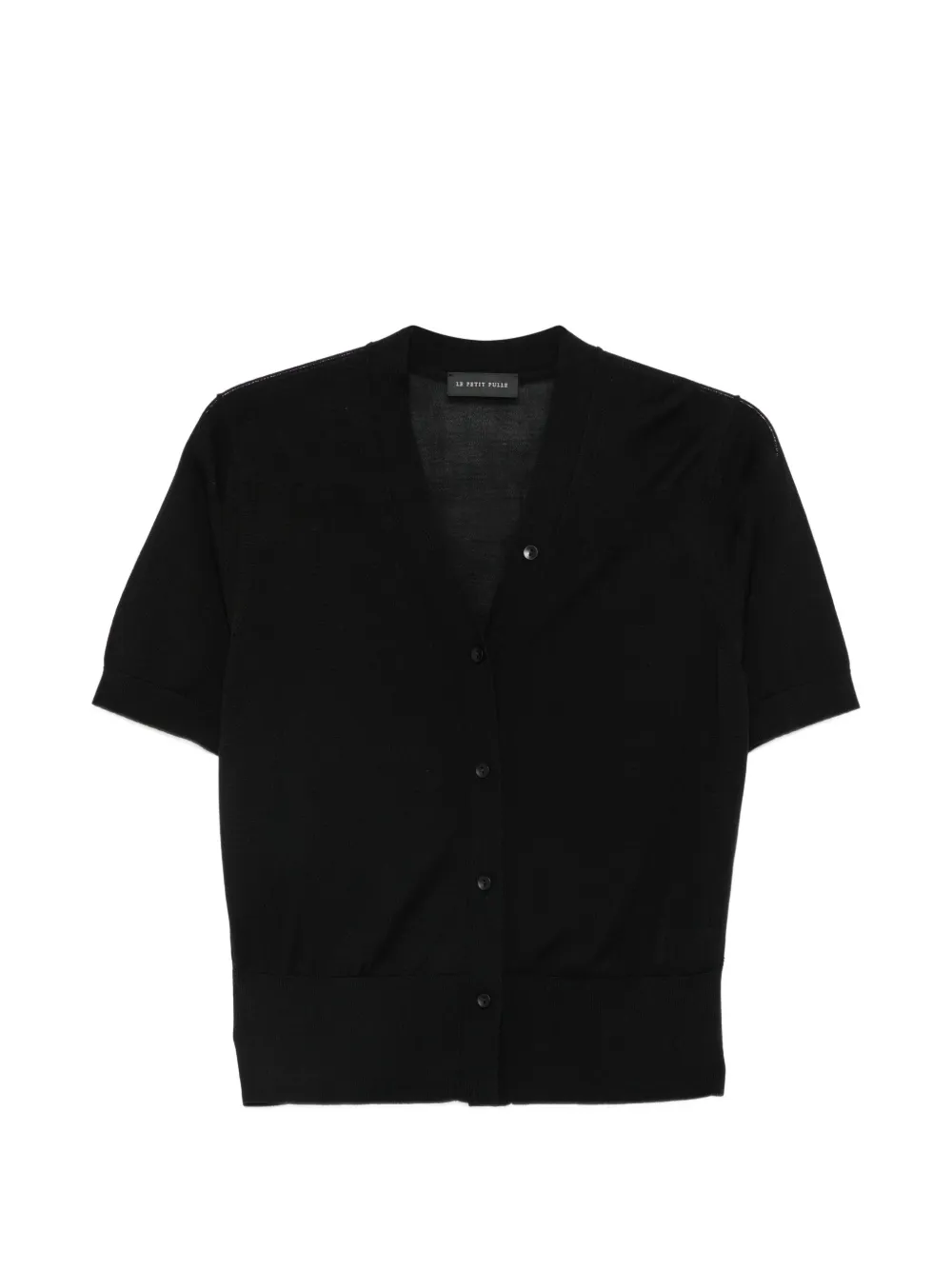 Le Petit Pulle short-sleeve V-neck cardigan - Black