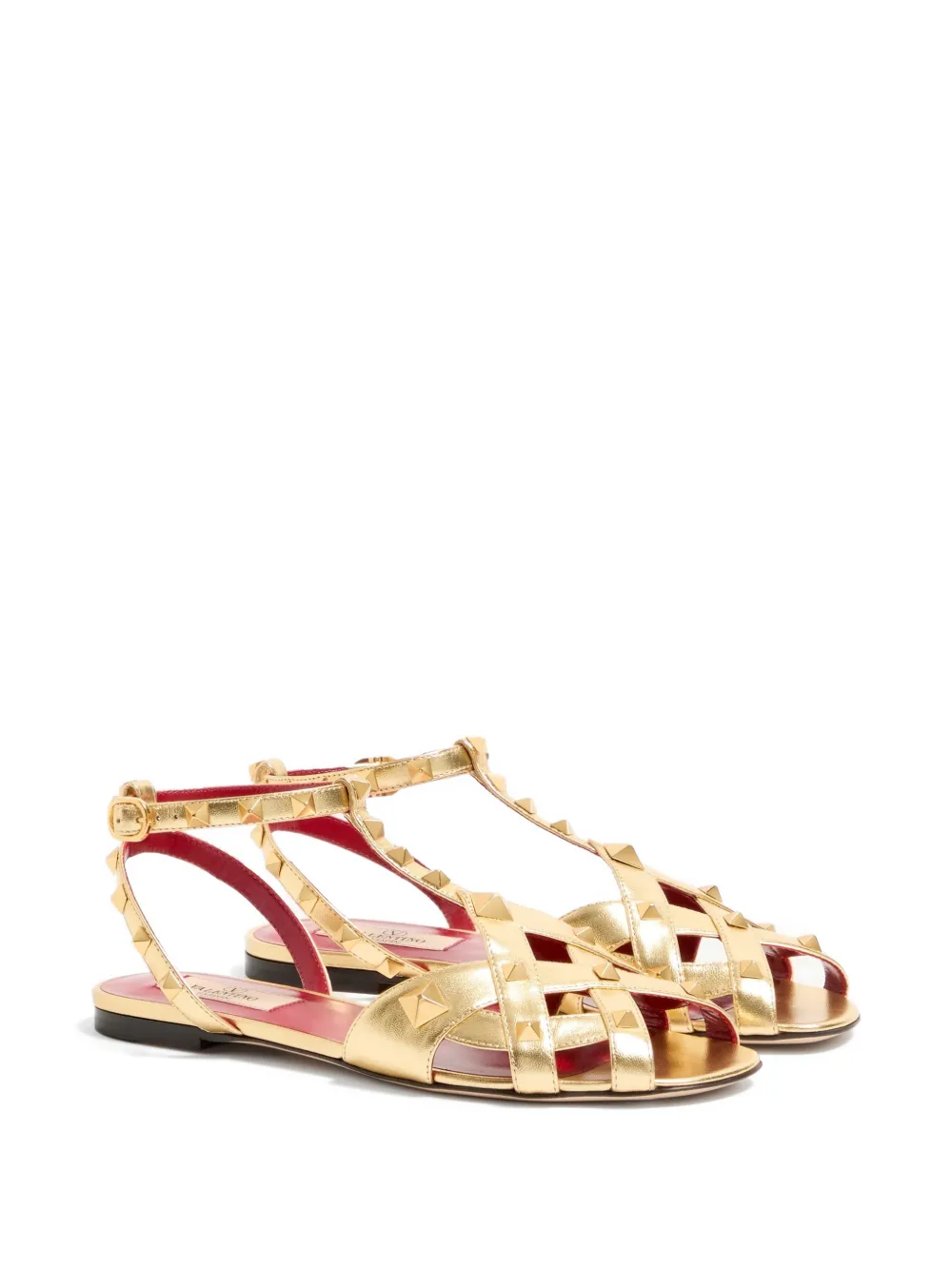 Valentino Garavani Studdy sandalen van gelamineerd nappa leer 05 mm Goud