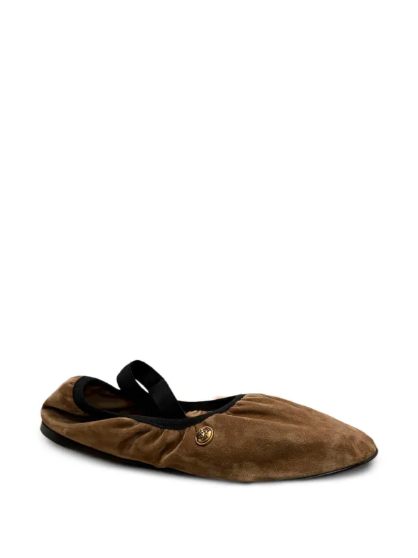 Versace Guanto Suede Ballerinas in Brown