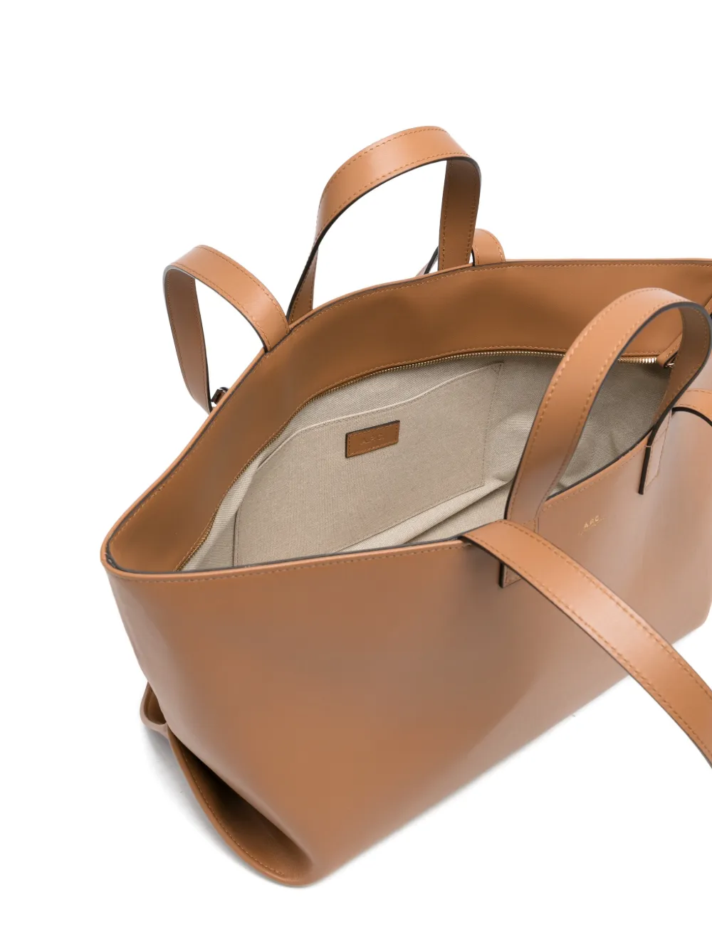 A.P.C. Le Drummer leren shopper Beige