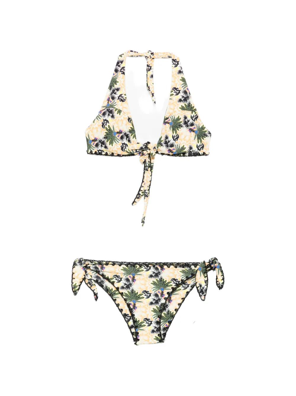 Anjuna floral-print crochet-trim bikini - Toni neutri