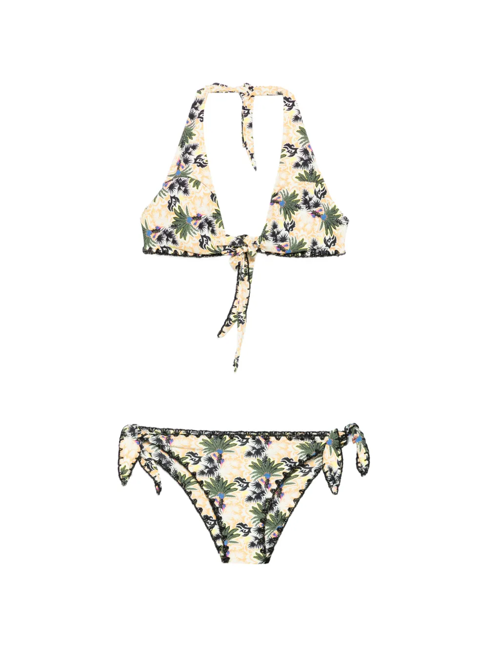 Anjuna floral-print crochet-trim bikini - Toni neutri