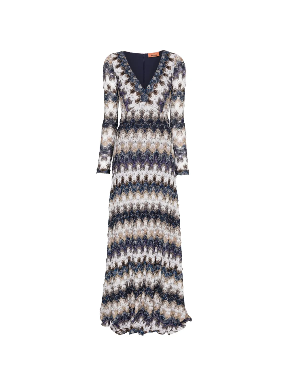 Missoni zigzag-pattern V-neck maxi dress - Blue