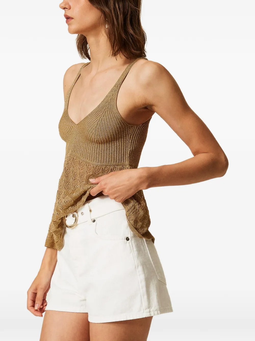 TWINSET Shorts met ceintuur Wit