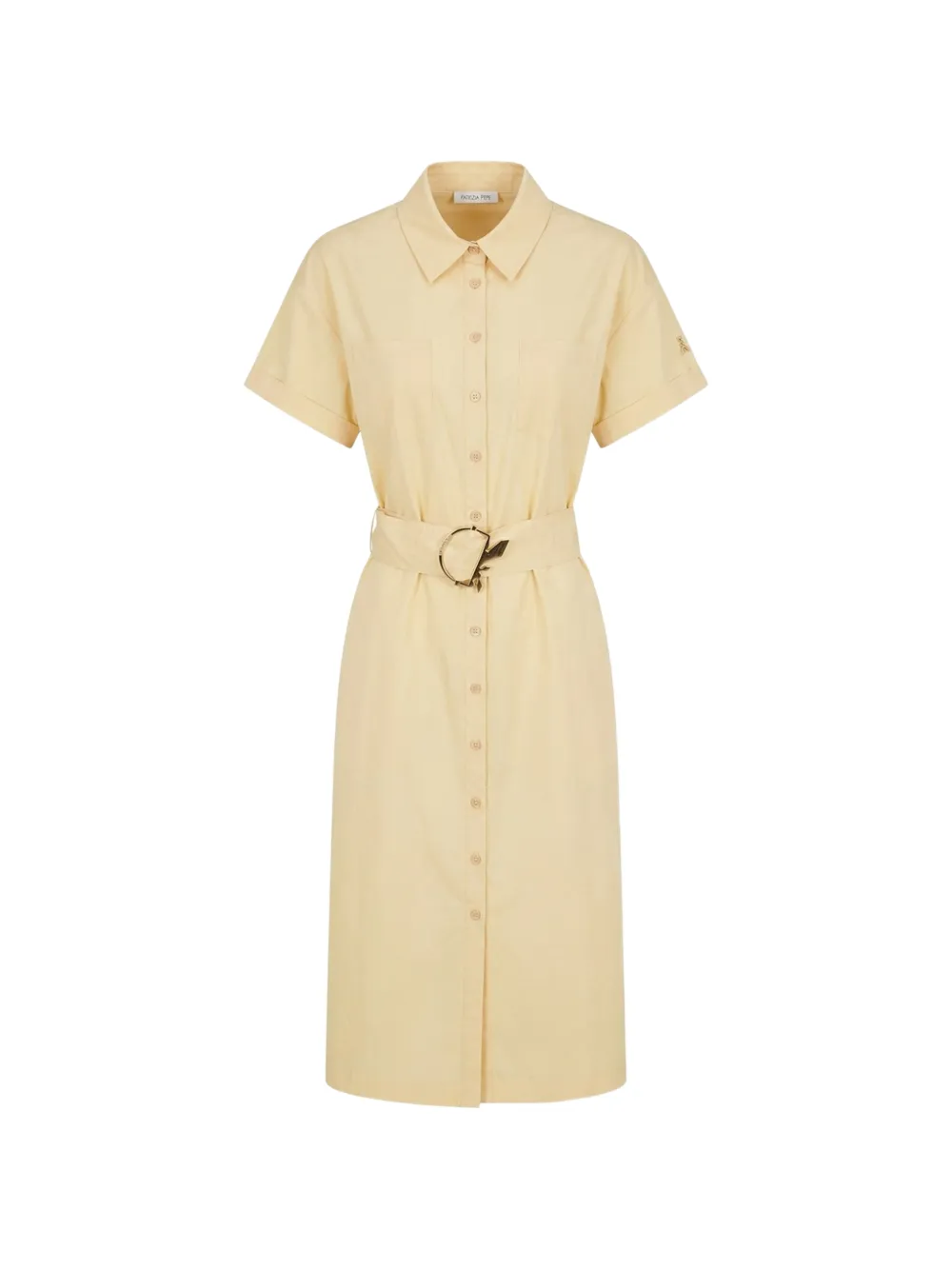 Patrizia Pepe belted short-sleeve midi shirt dress - Toni neutri