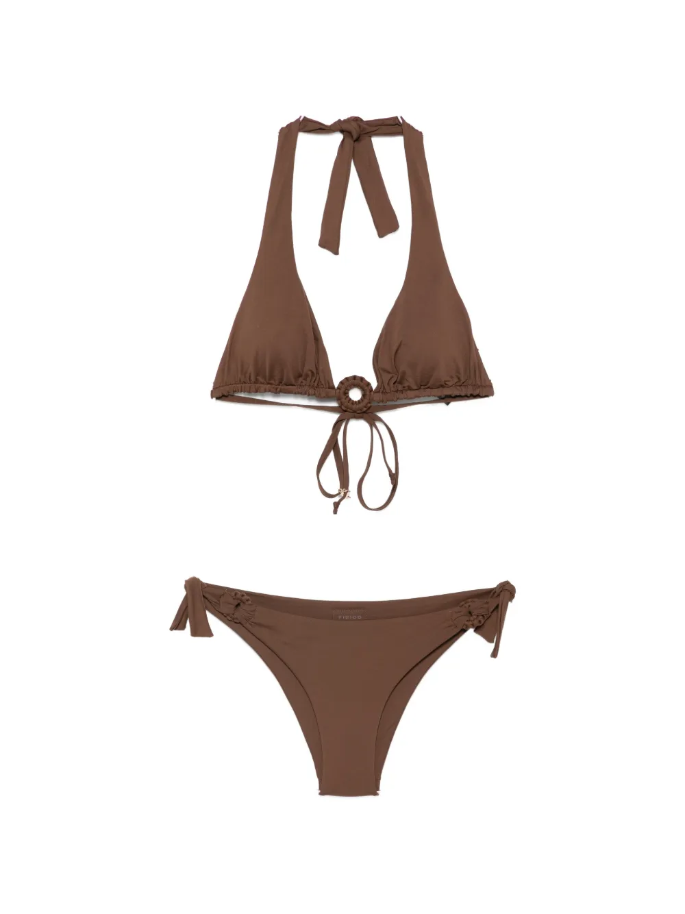 Fisico ring-detail halterneck bikini - Braun