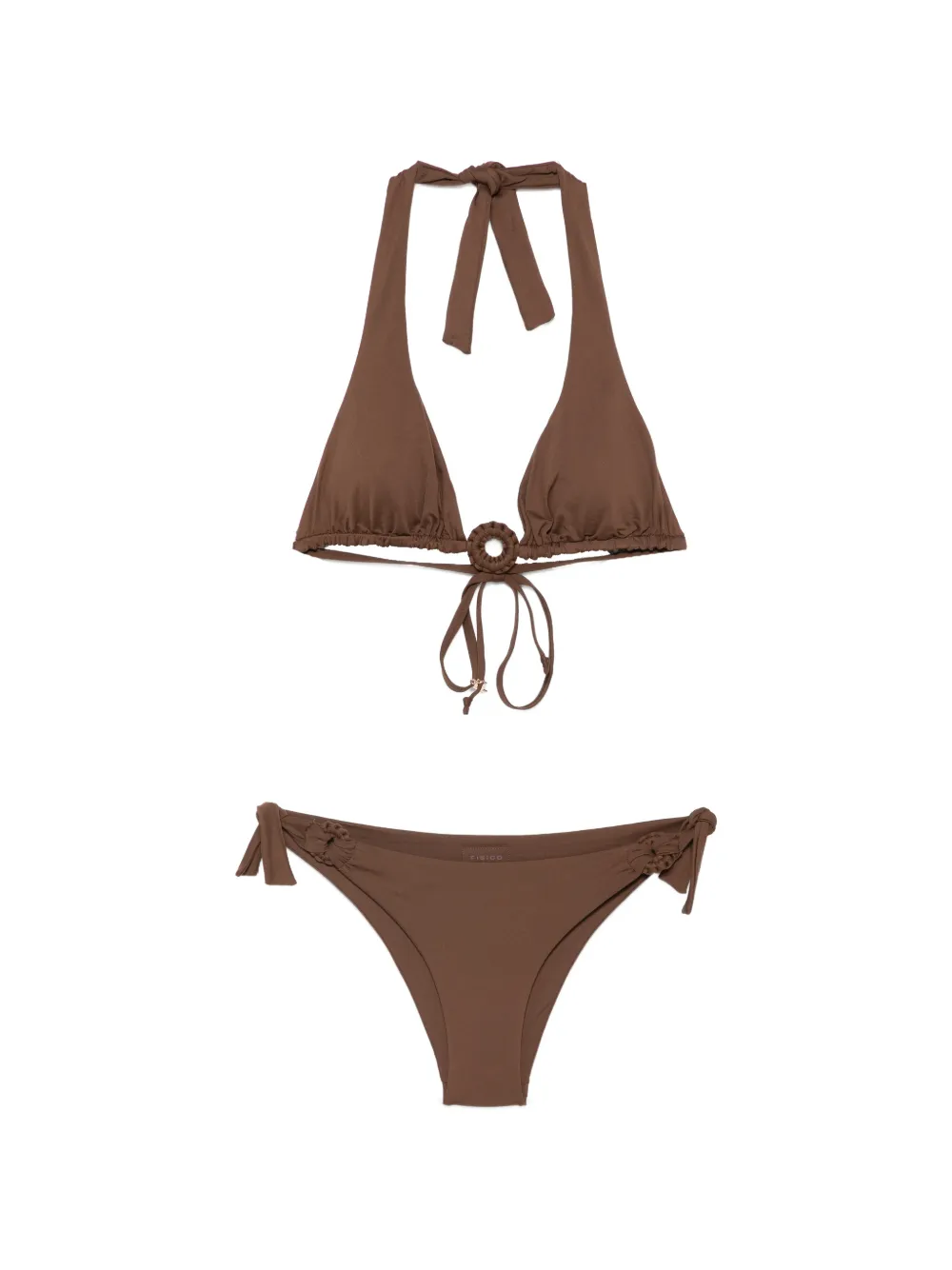Fisico ring-detail halterneck bikini - Braun