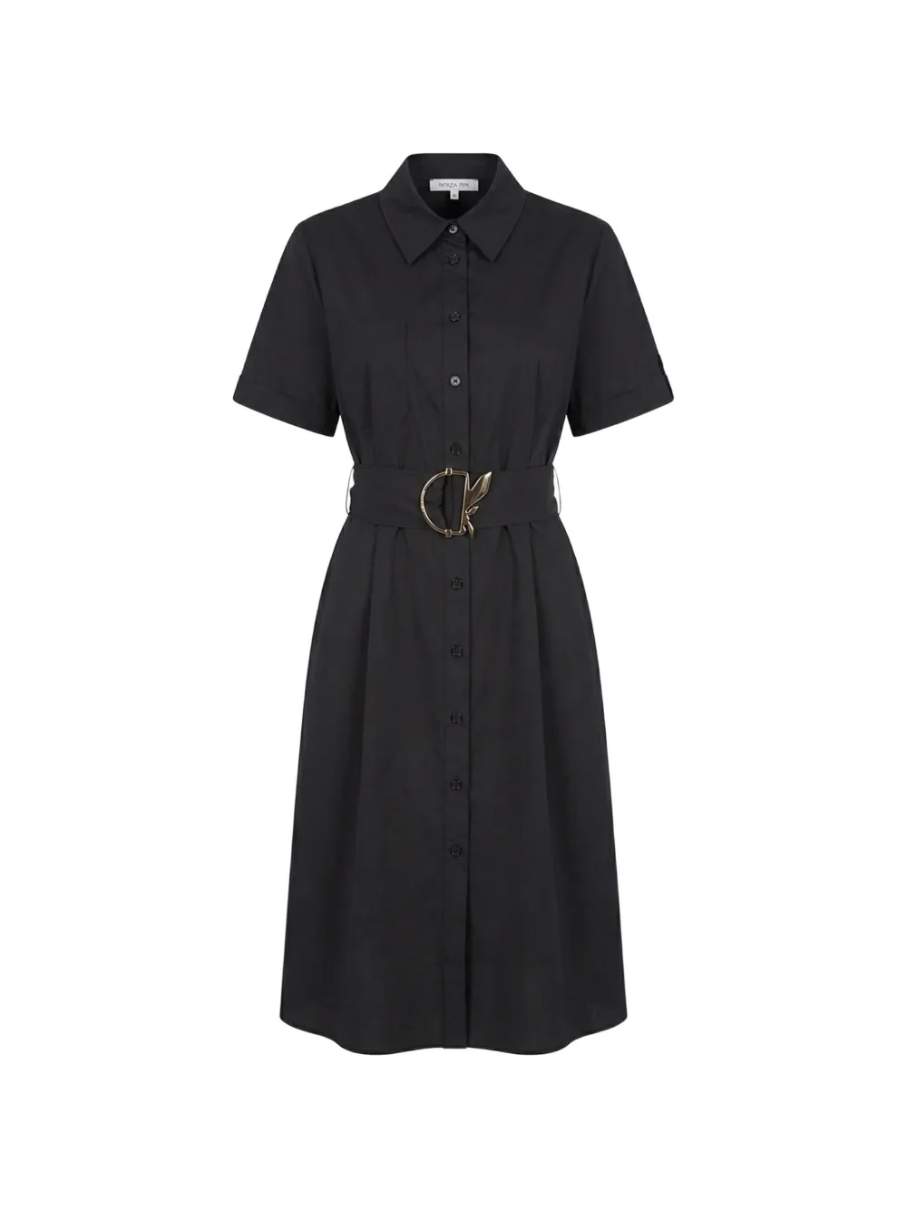 Patrizia Pepe belted short-sleeve maxi shirt dress - Nero