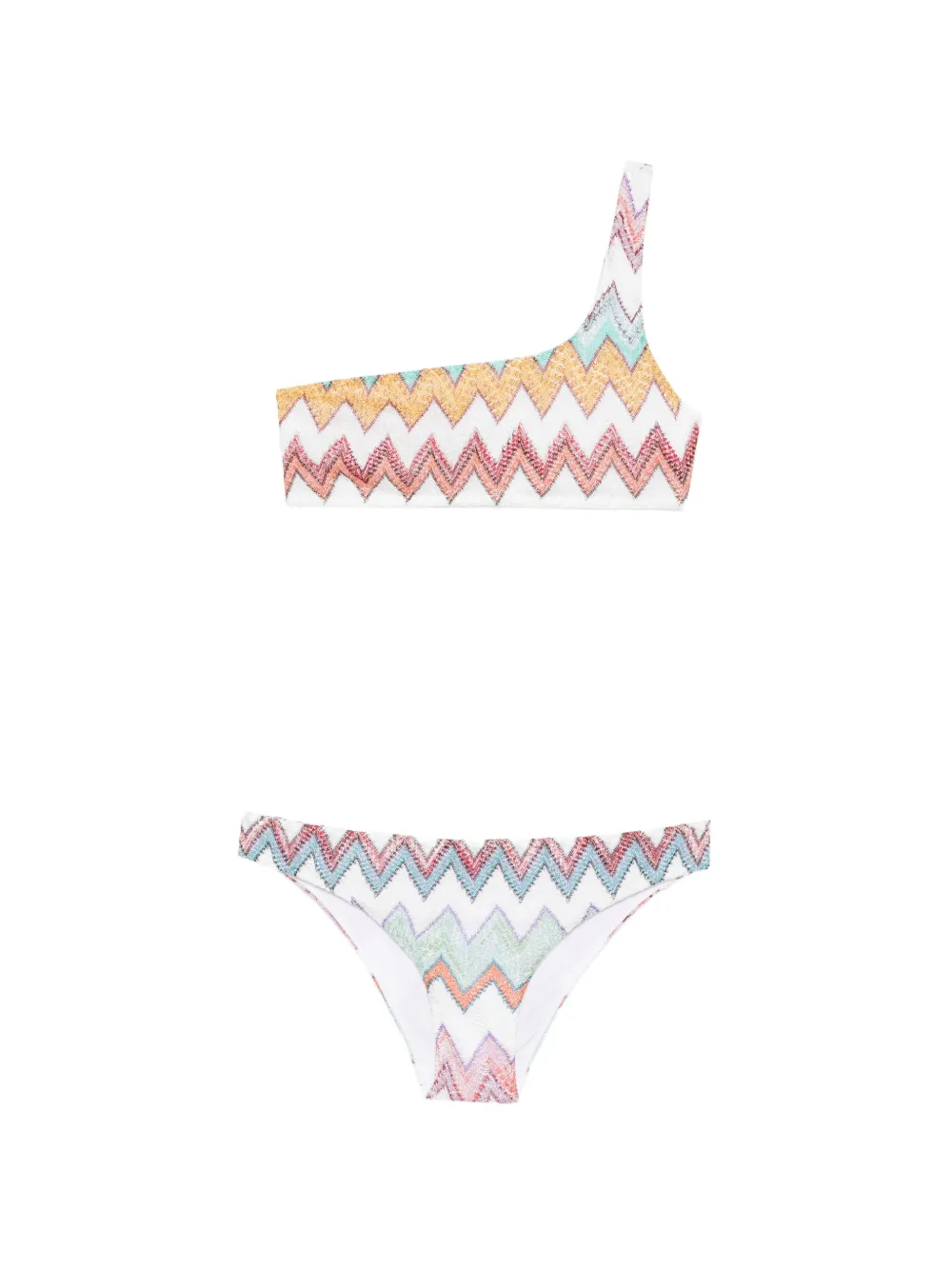 Missoni zigzag-knit one-shoulder bikini - White