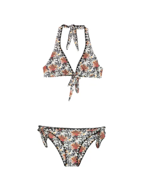 Anjuna floral-print crochet-trim bikini