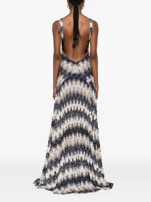 missoni open back dress Sheer open-back maxi dress in multicoloured - Missoni