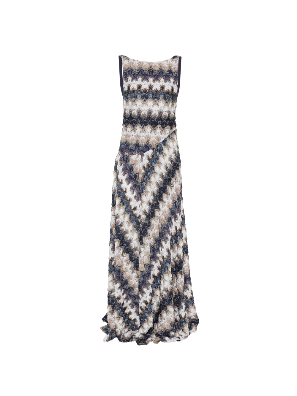 Missoni zigzag-pattern open-back maxi dress - Toni neutri