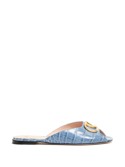 Valentino Garavani Vlogo Signature slide sandals in printed calfskin