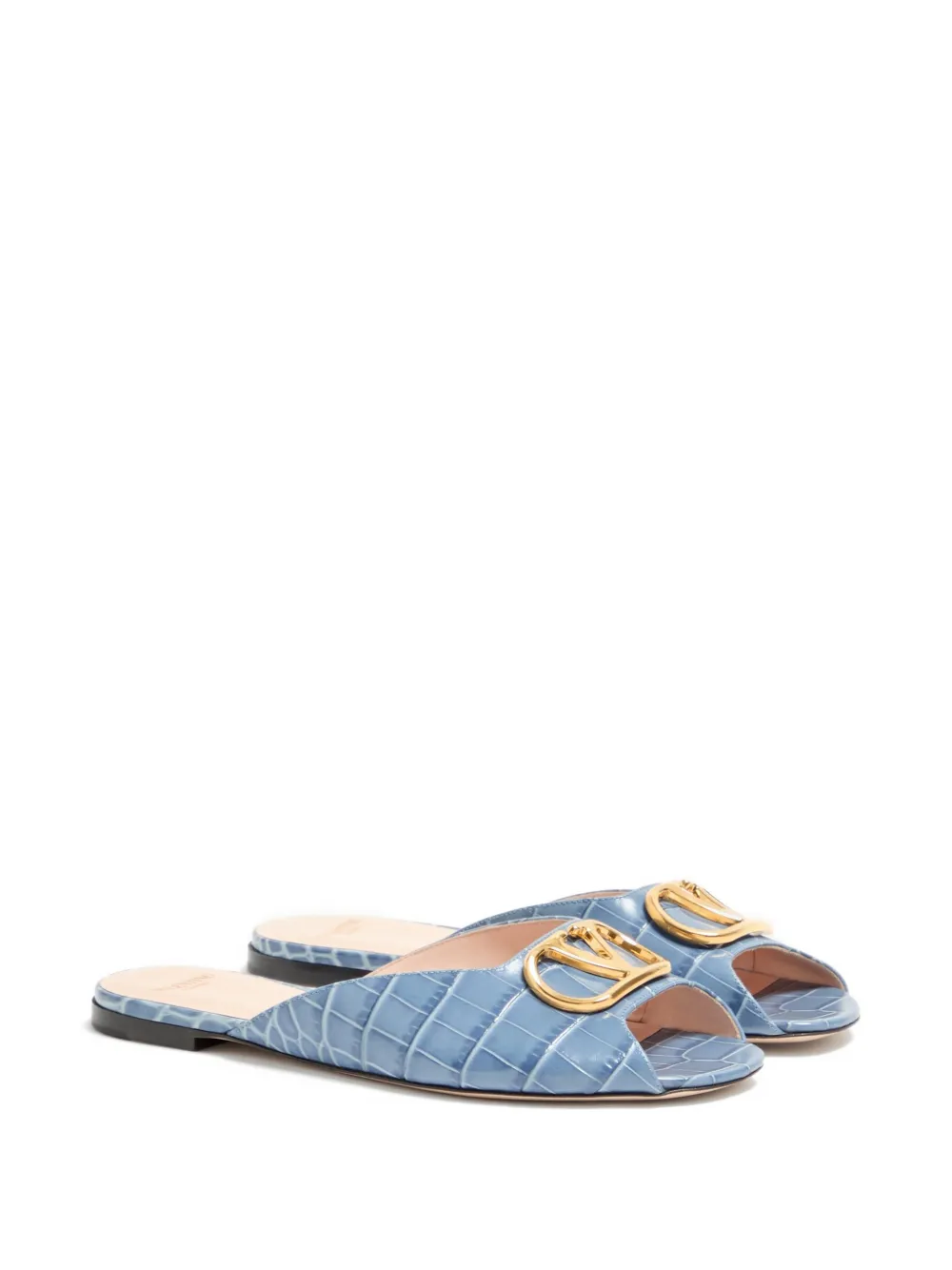 Valentino Garavani VLogo Signature kalfsleren sandalen met print Blauw