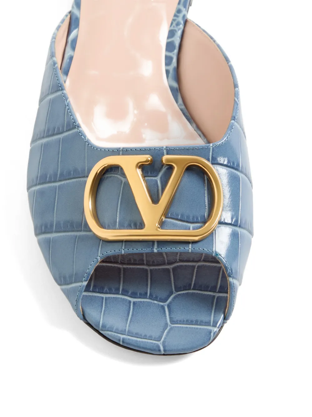 Valentino Garavani VLogo Signature kalfsleren sandalen met print Blauw