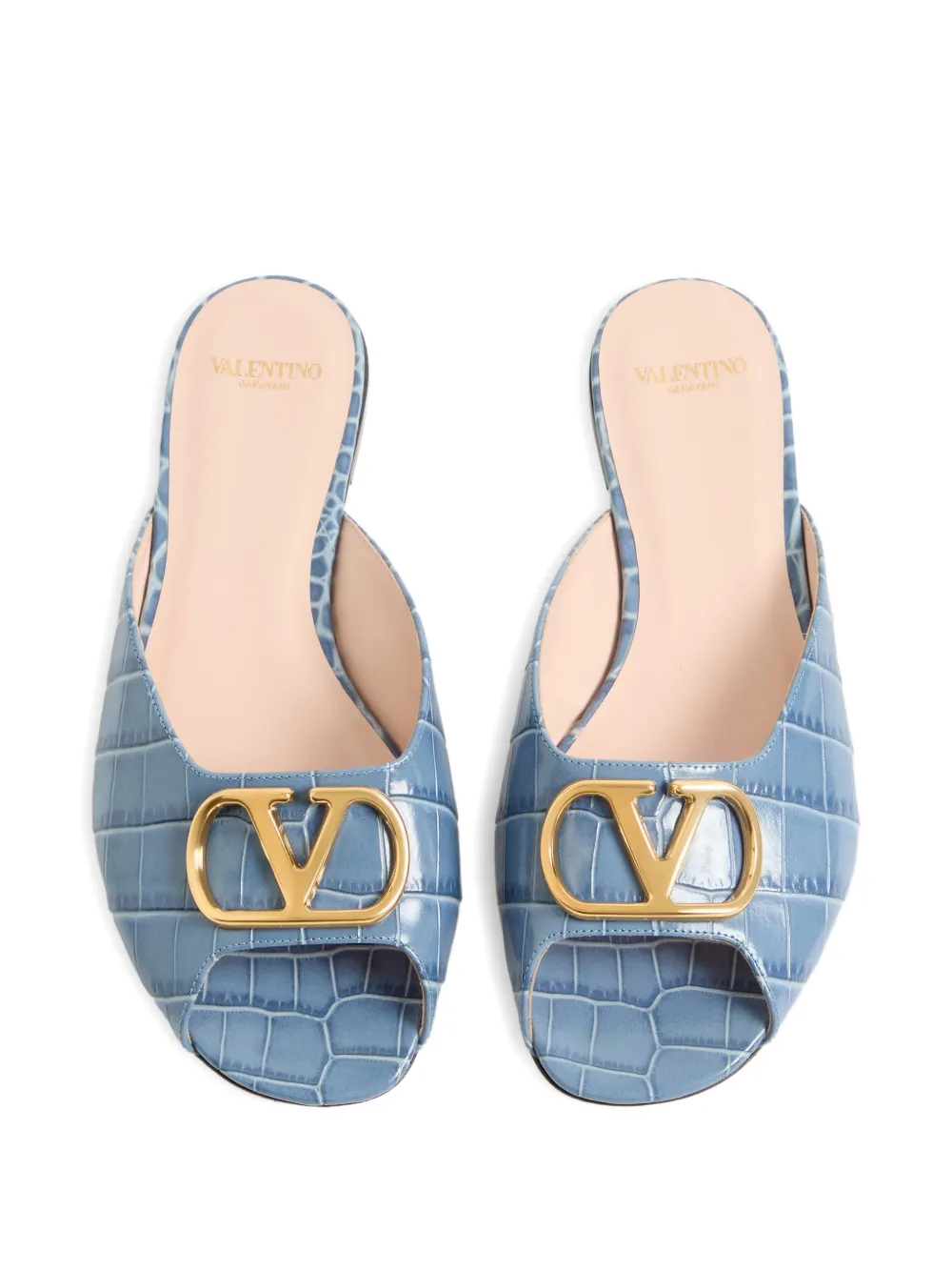 Valentino Garavani VLogo Signature kalfsleren sandalen met print Blauw