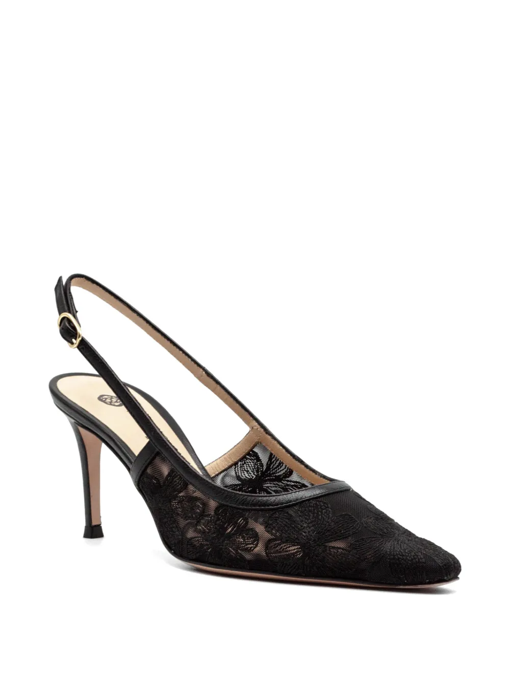 Roberto Festa Pumps met puntige neus en kanten detail Zwart