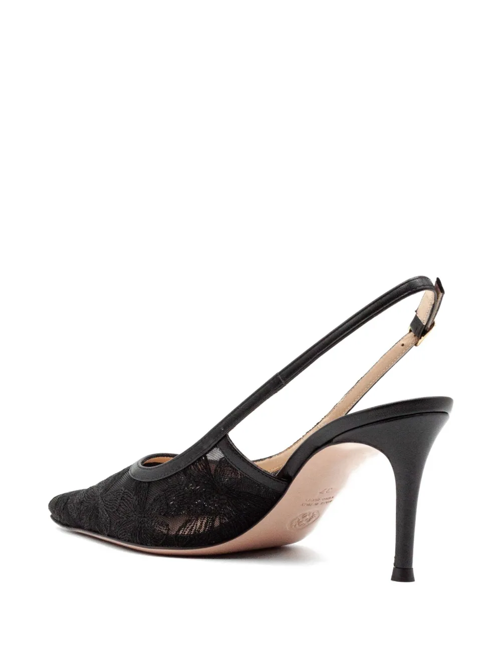 Roberto Festa Pumps met puntige neus en kanten detail Zwart