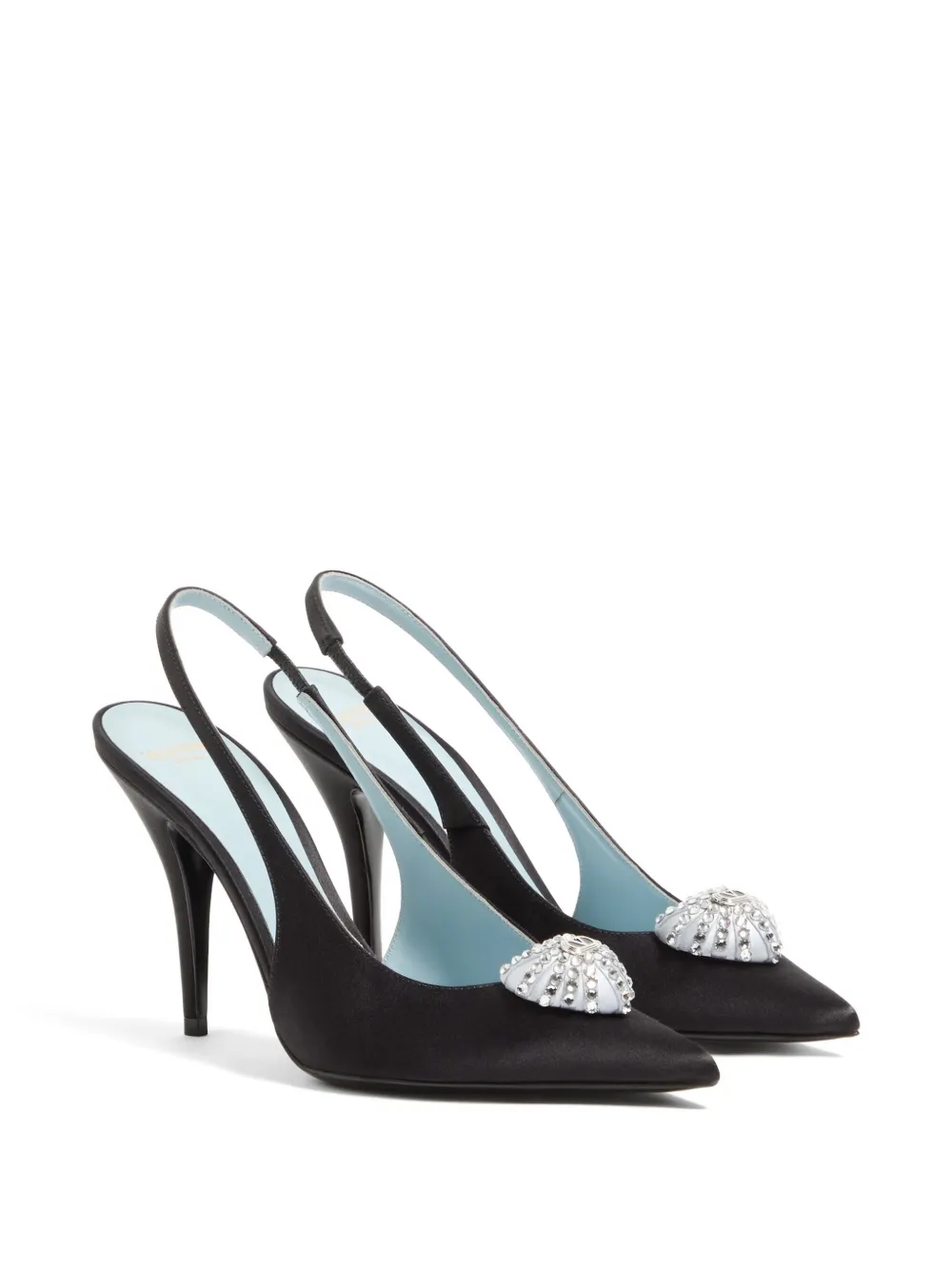 Valentino Garavani Coeur Royal satijnen slingback pumps Zwart