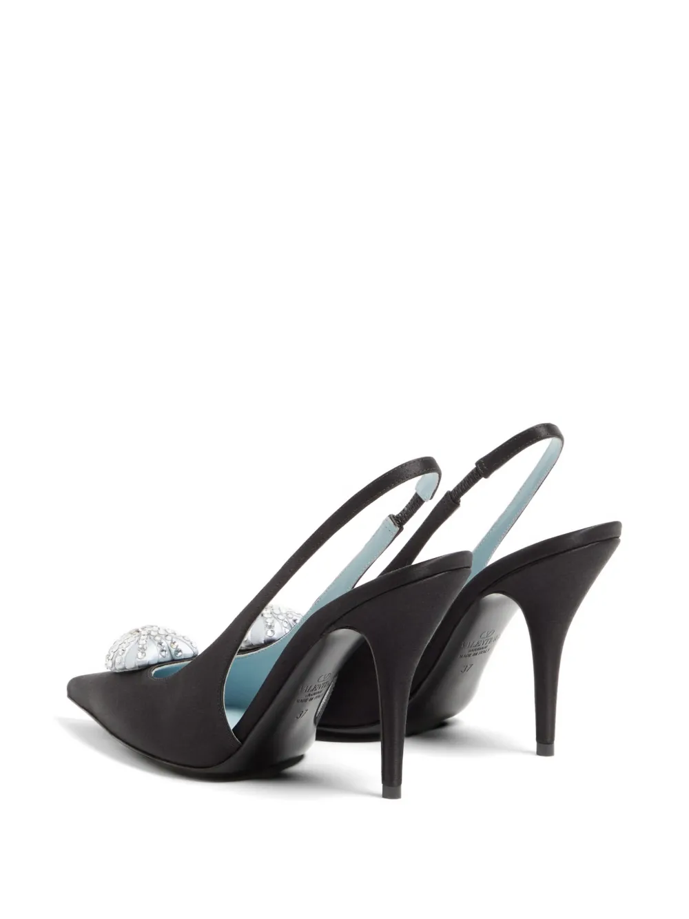 Valentino Garavani Coeur Royal satijnen slingback pumps Zwart