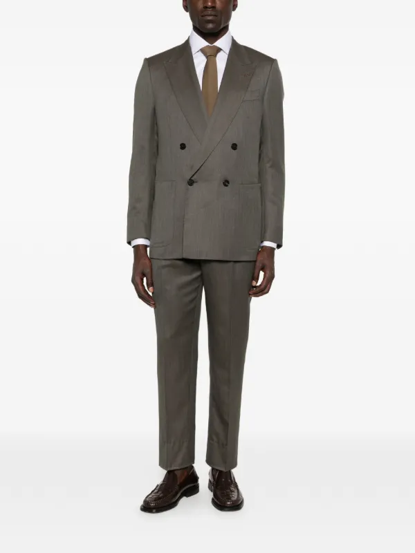 Zegna生地 ソラーロ/ウール/ベージュ/スーツ/ダブルブレスト/Ｓ〜Ｍ/美品 Zegna ダブルスーツ | グレー | FARFETCH JP